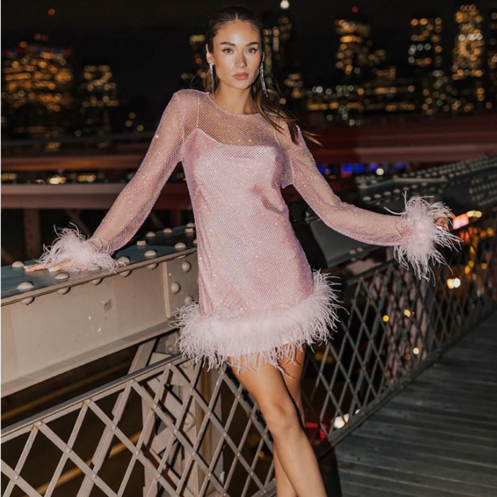 Worn Once - Untamed Petals VIRAL Disco Sheer Dress in Pink